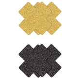 Pretty Pasties - Glitter Cross - Black/Gold - 2 Pair